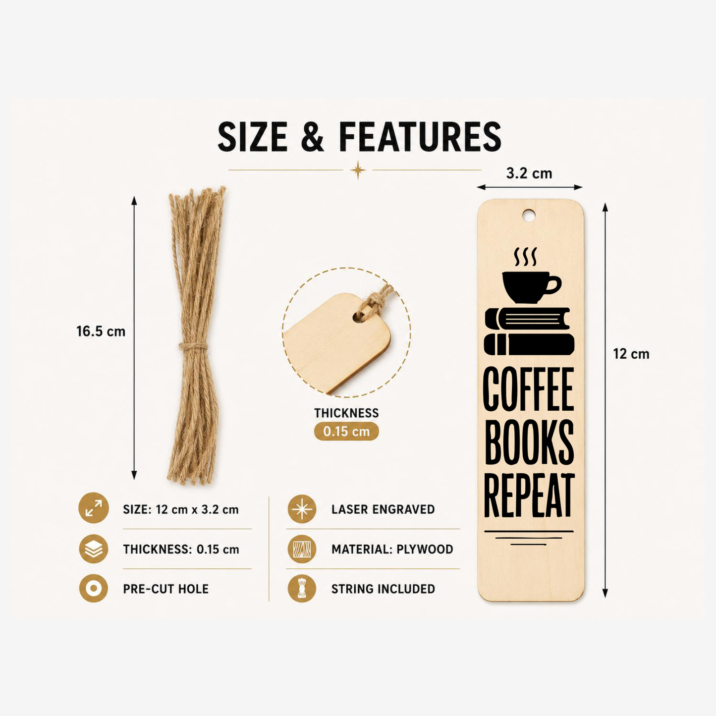 Coffee Books Repeat plaque showing size and product features
