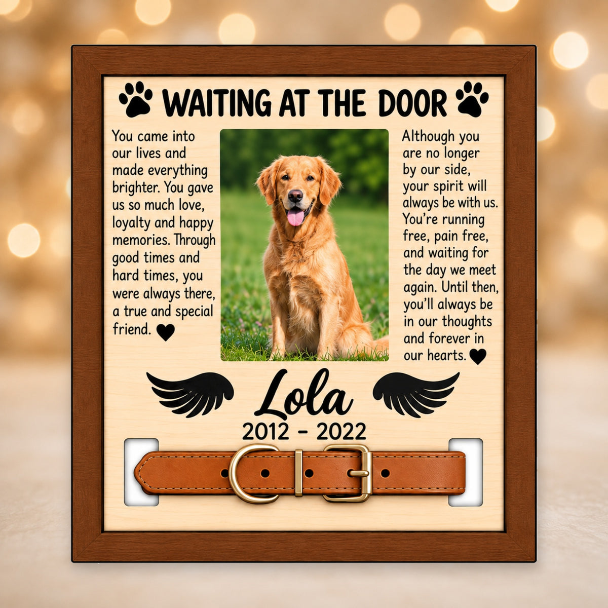Personalised Dog Memorial Plaque Waiting at the Door Pet Loss Gift