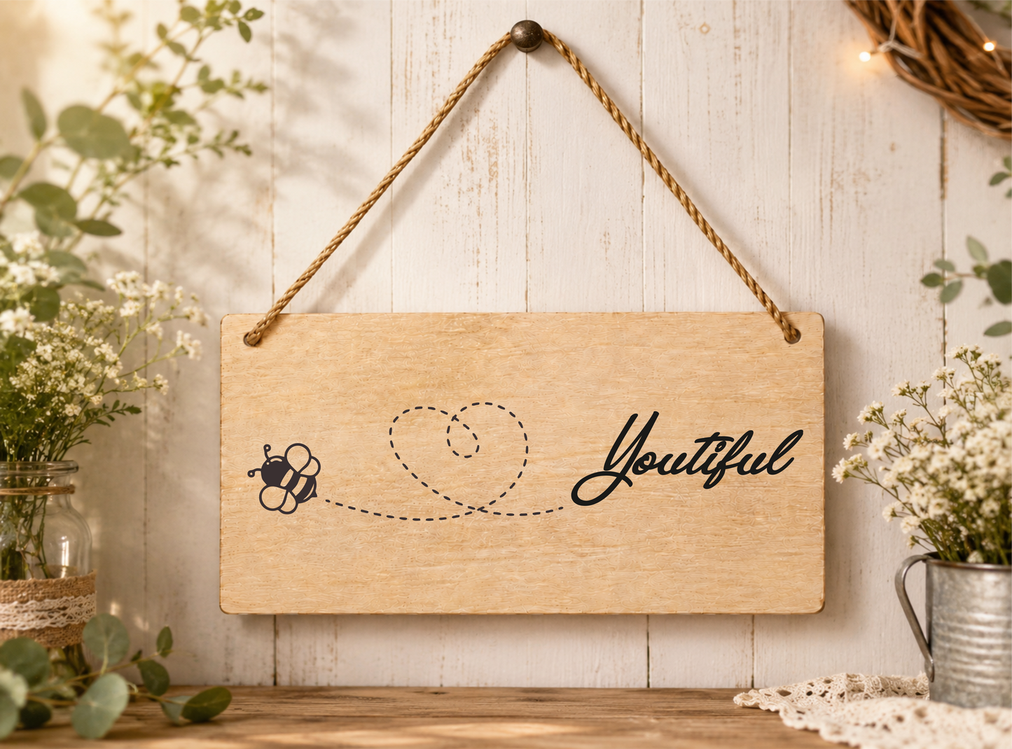 Be yourself Laser Engraved Wooden Plaque – Inspirational Hanging Sign 20cm x 10cm