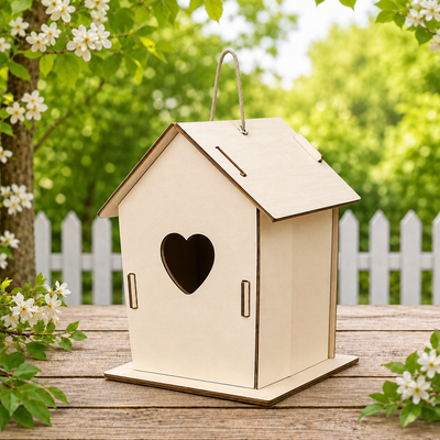 Laser Cut Wooden Birdhouse Kit – 6 Design Variants – DIY Paint & Decorate Craft Kit – Flat Pack Easy Assembly – Kids Craft Activity