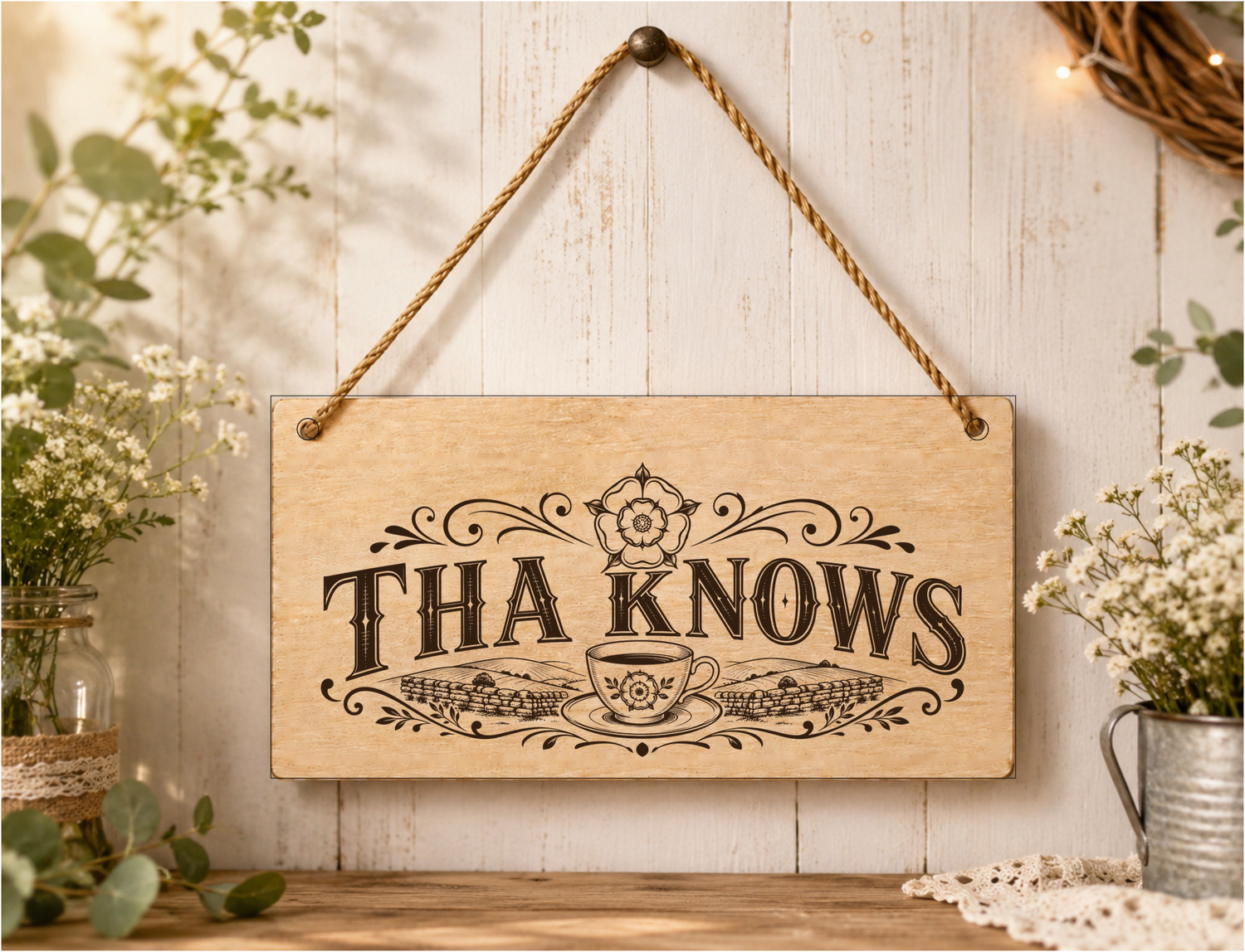 Yorkshire slang laser engraved wooden plaque