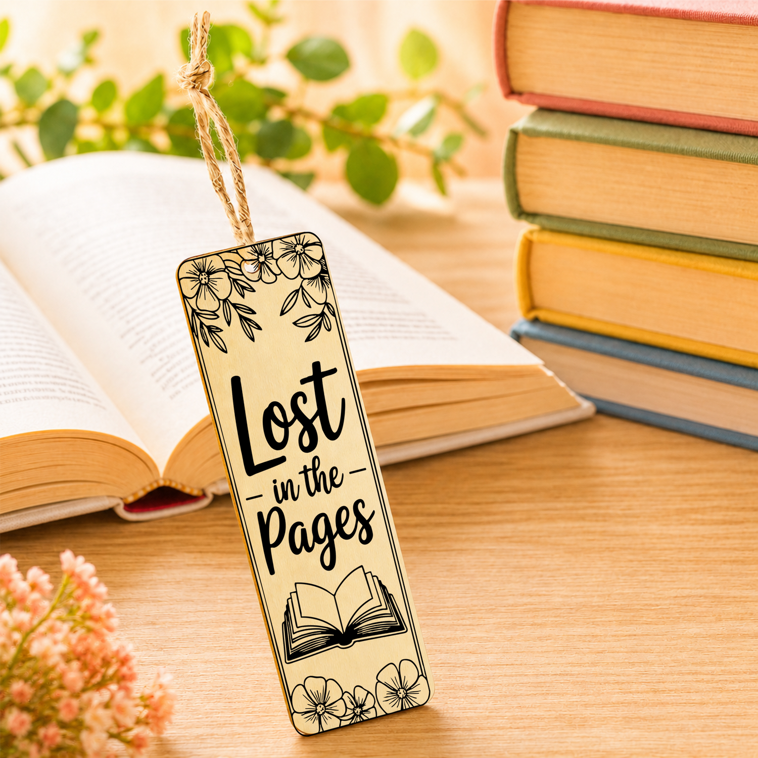 Laser engraved wooden bookmark gift