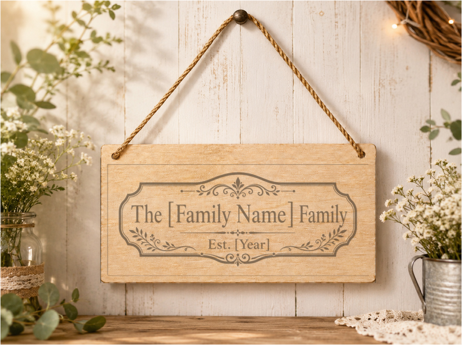 Personalised laser engraved family name wooden plaque