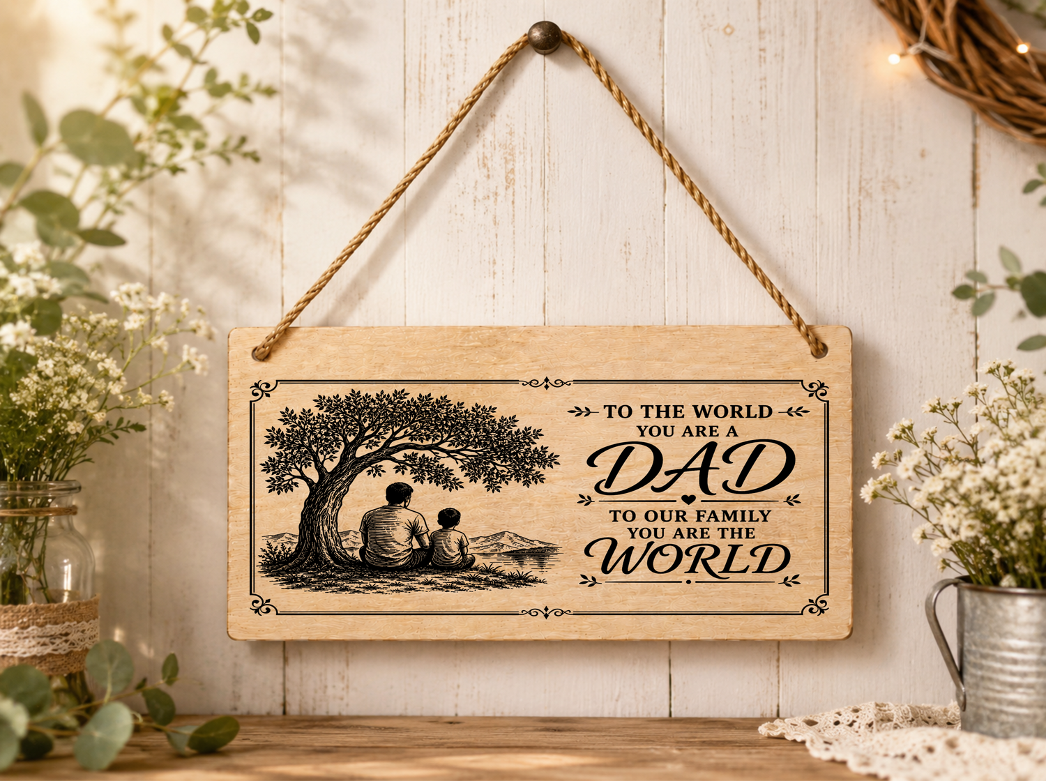 Laser engraved wooden Father's Day gift plaque