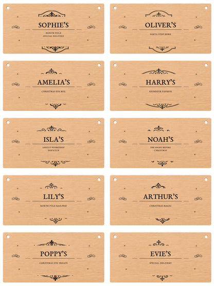 Personalised Christmas Eve box plaques - 10 light premium engraved designs