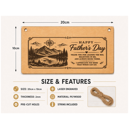 Father's Day Thank You for Leading Dad Plaque Gift 20x10cm - laser engraved wooden plaque by South Yorkshire Engraving