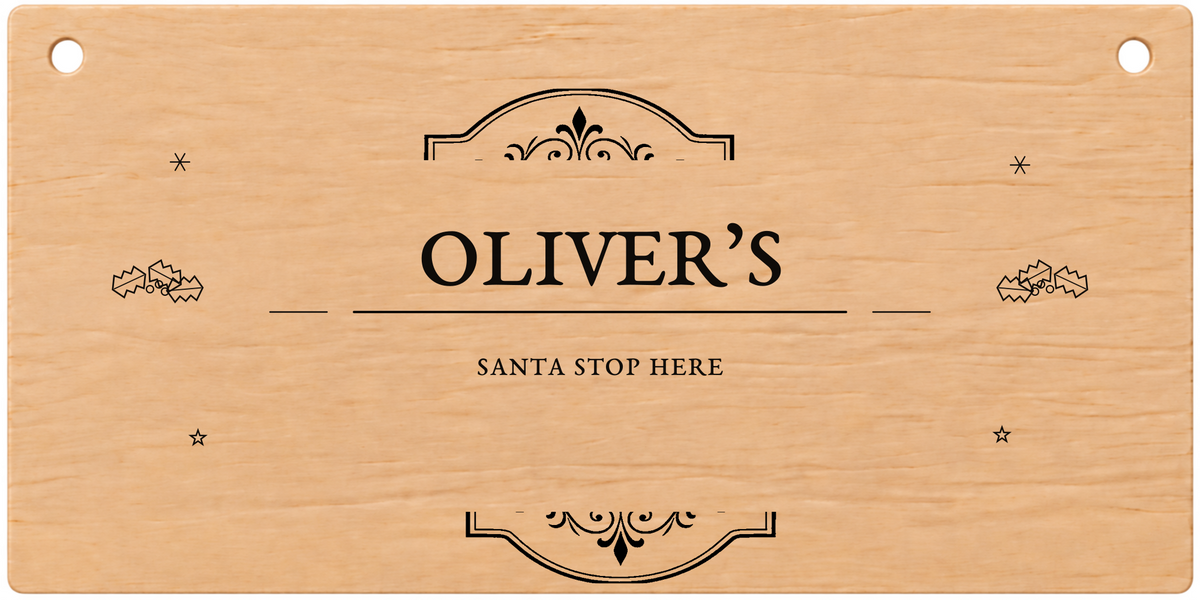Santa Stop Here light engraved Christmas Eve box plaque