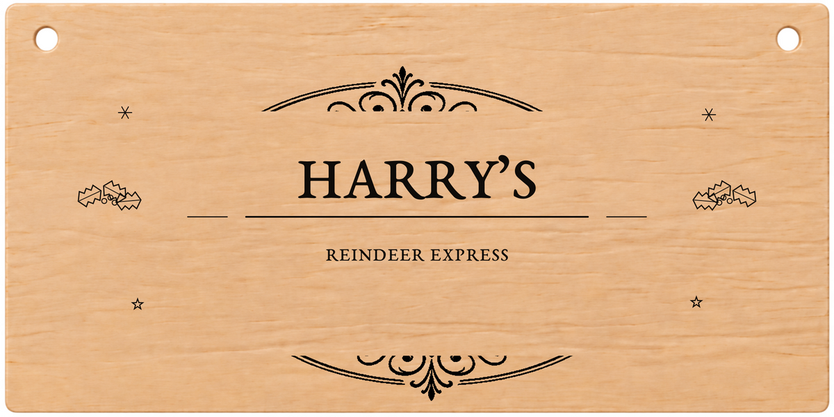 Reindeer Express light engraved Christmas Eve box plaque