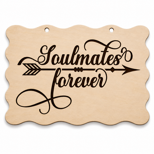 Soulmates Forever laser engraved scalloped memorial plaque