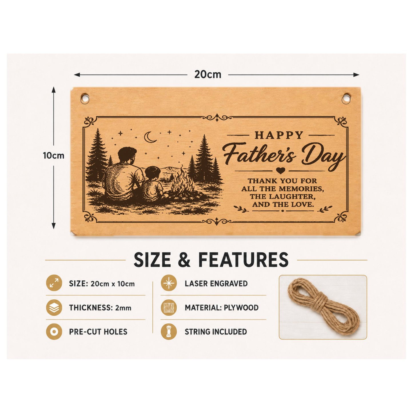 Father's Day Thank You for All Dad Plaque Gift 20x10cm