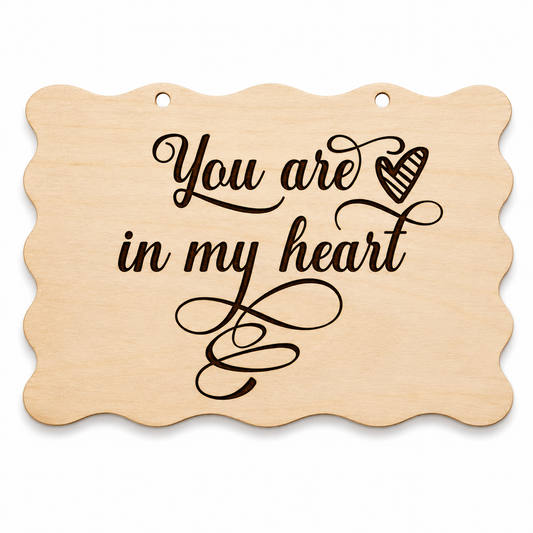 You Are in My Heart laser engraved scalloped memorial plaque