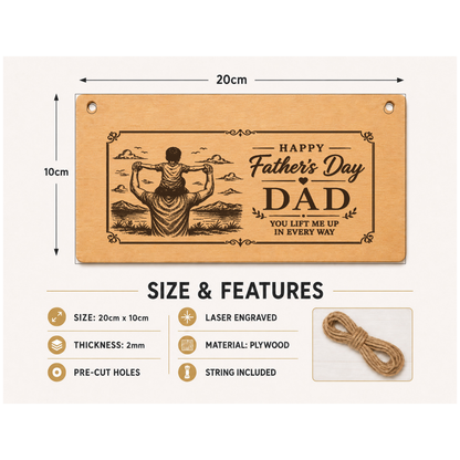 Happy Father's Day Dad You Lift Dad Plaque Gift 20x10cm - laser engraved wooden plaque by South Yorkshire Engraving