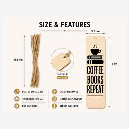 Coffee Books Repeat plaque showing size and product features