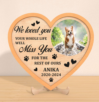 Dog memorial heart plaque design option one