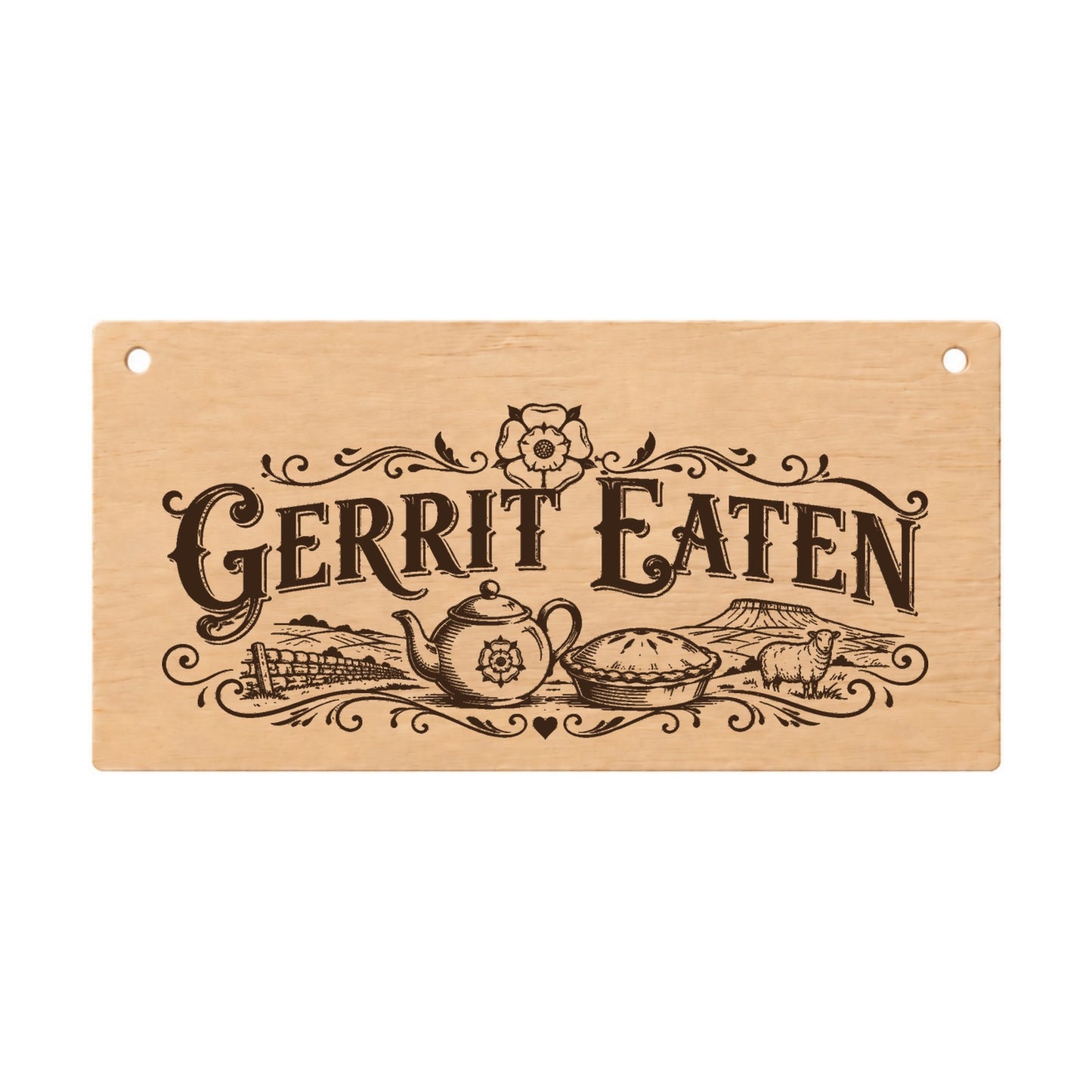 Gerrit Eaten Yorkshire kitchen plaque on a white background