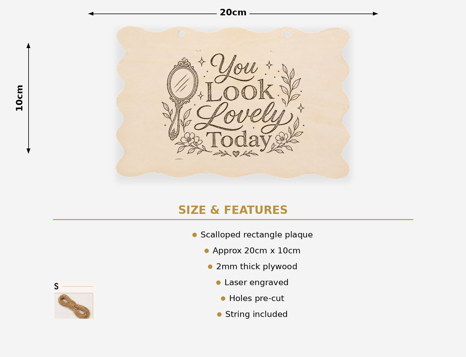 You Look Lovely Today Funny Bathroom Wooden Plaque 20x10cm - laser engraved wooden plaque by South Yorkshire Engraving
