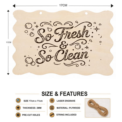 So Fresh and So Clean plaque showing 20 x 10 cm size and product features