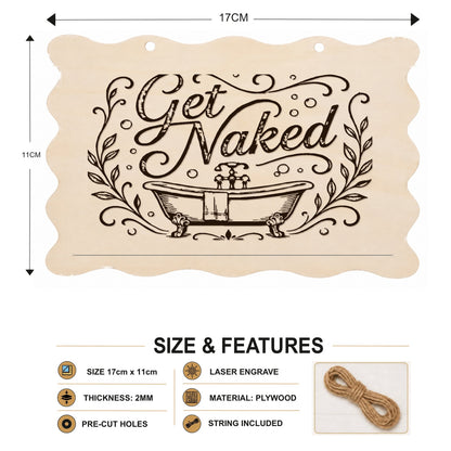 Get Naked scalloped plaque showing 20 x 10 cm size and product features