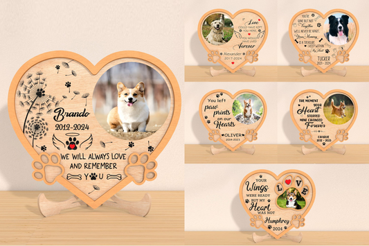 Personalised dog memorial heart plaque six-design collection