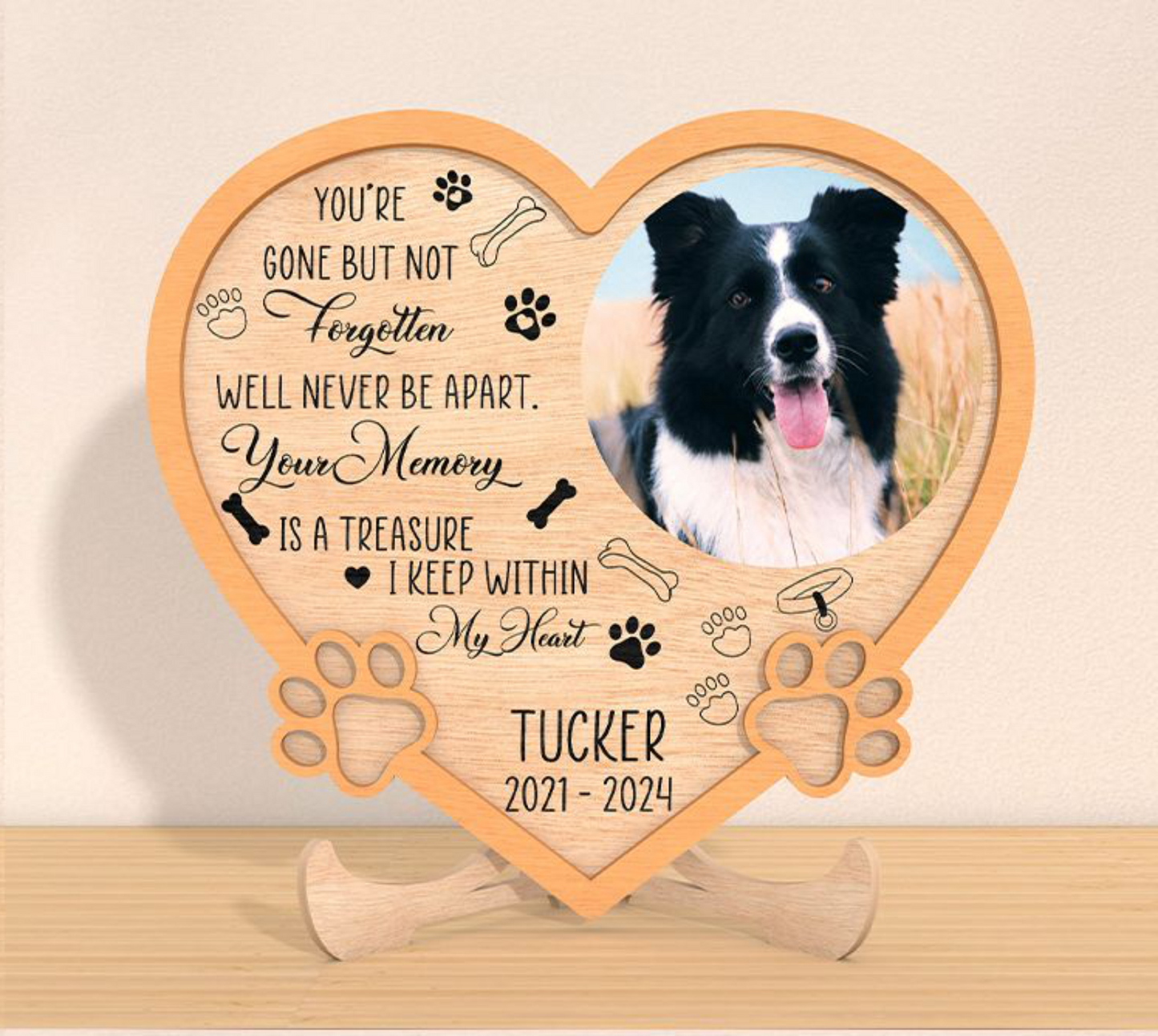 Dog memorial heart plaque design option three