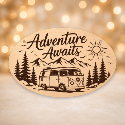 228, Adventure Awaits, oval plaque