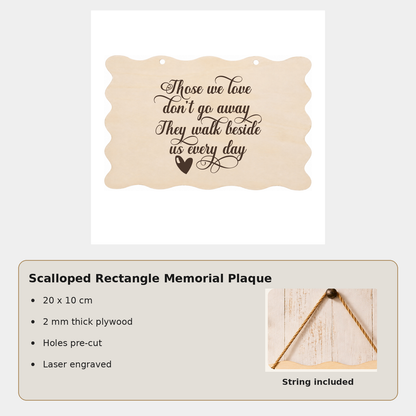 Those we love dont go away memorial plaque size and features