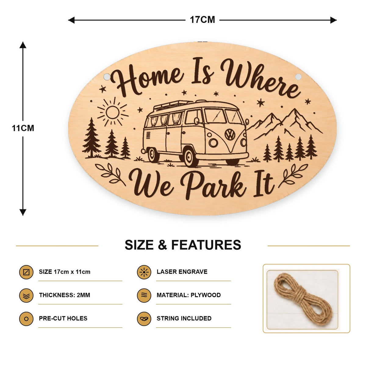 226, Home Is Where We Park It, oval plaque - SIZE