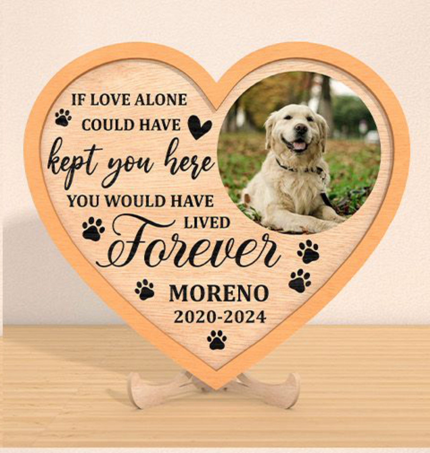 Dog memorial heart plaque design option three