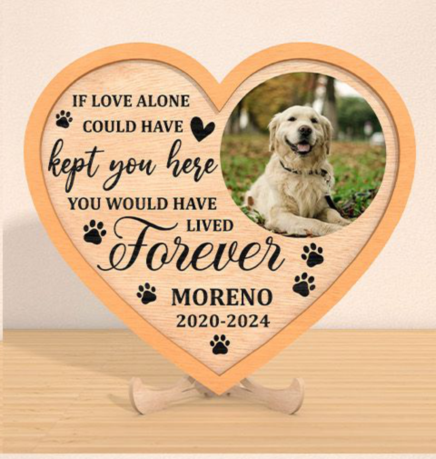 Dog memorial heart plaque design option three