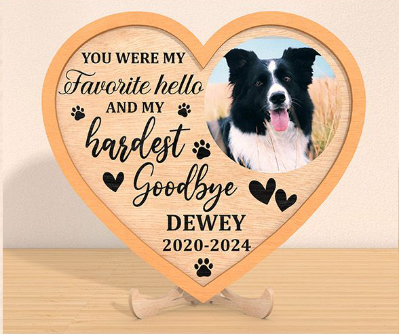 Dog memorial heart plaque design option four