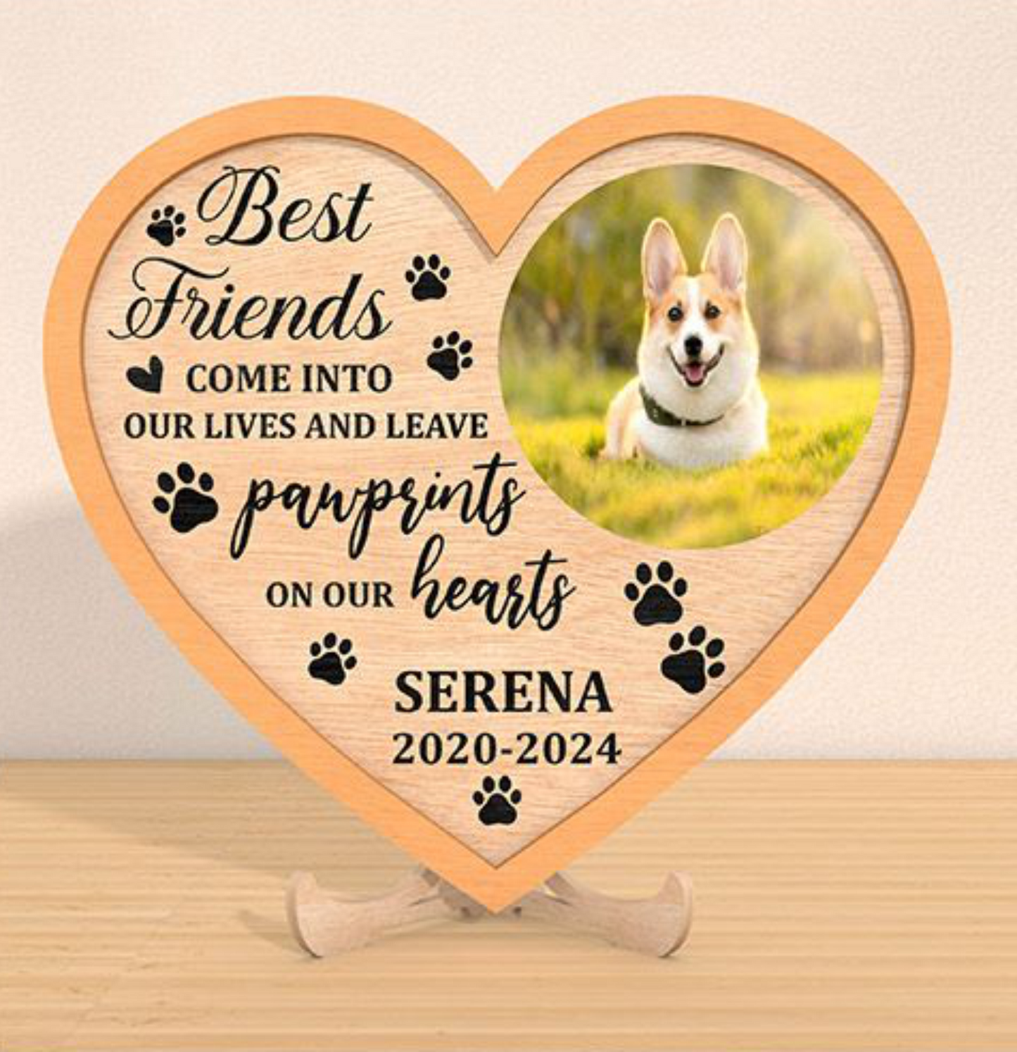 Dog memorial heart plaque design option five