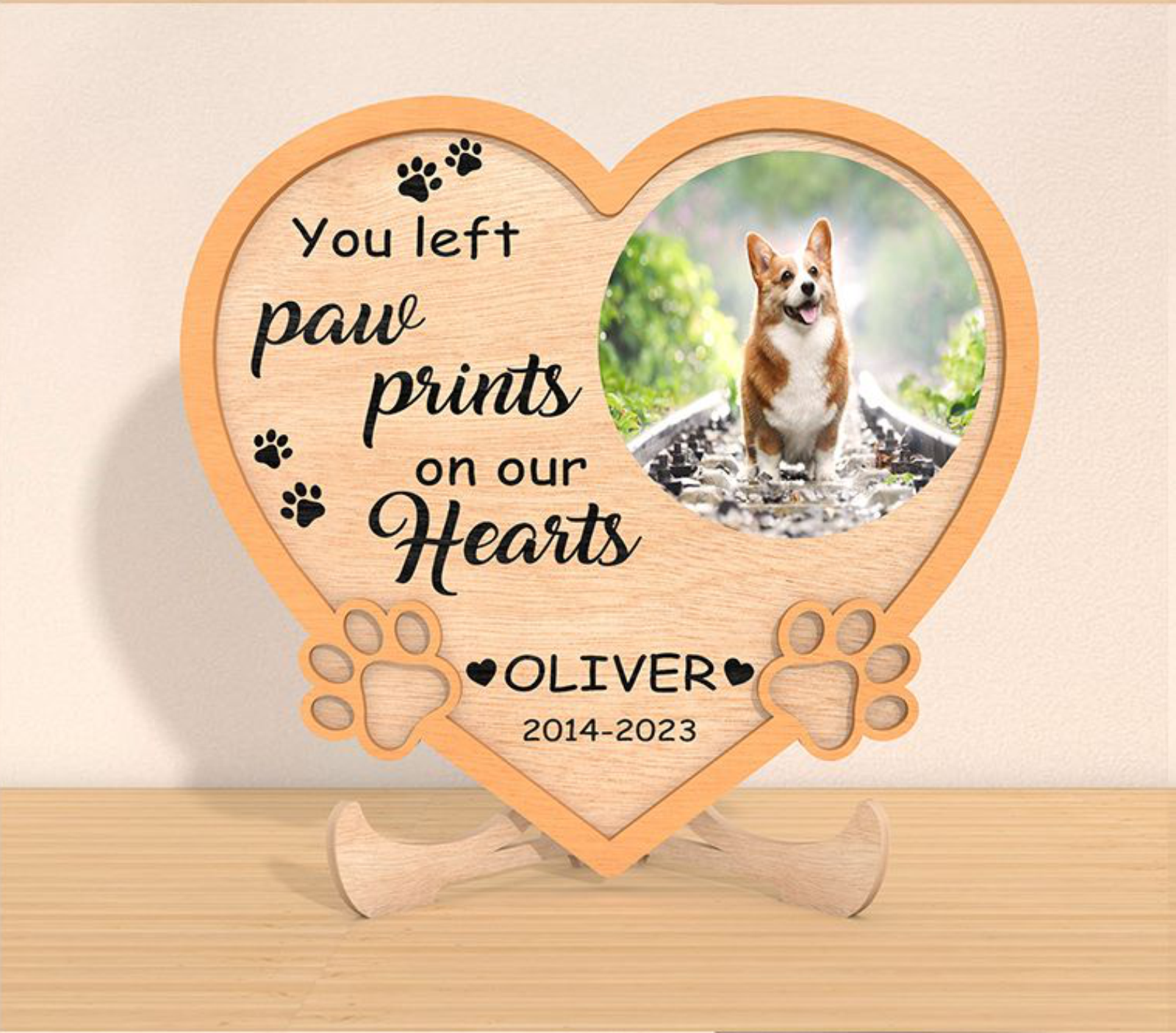 Dog memorial heart plaque design option four