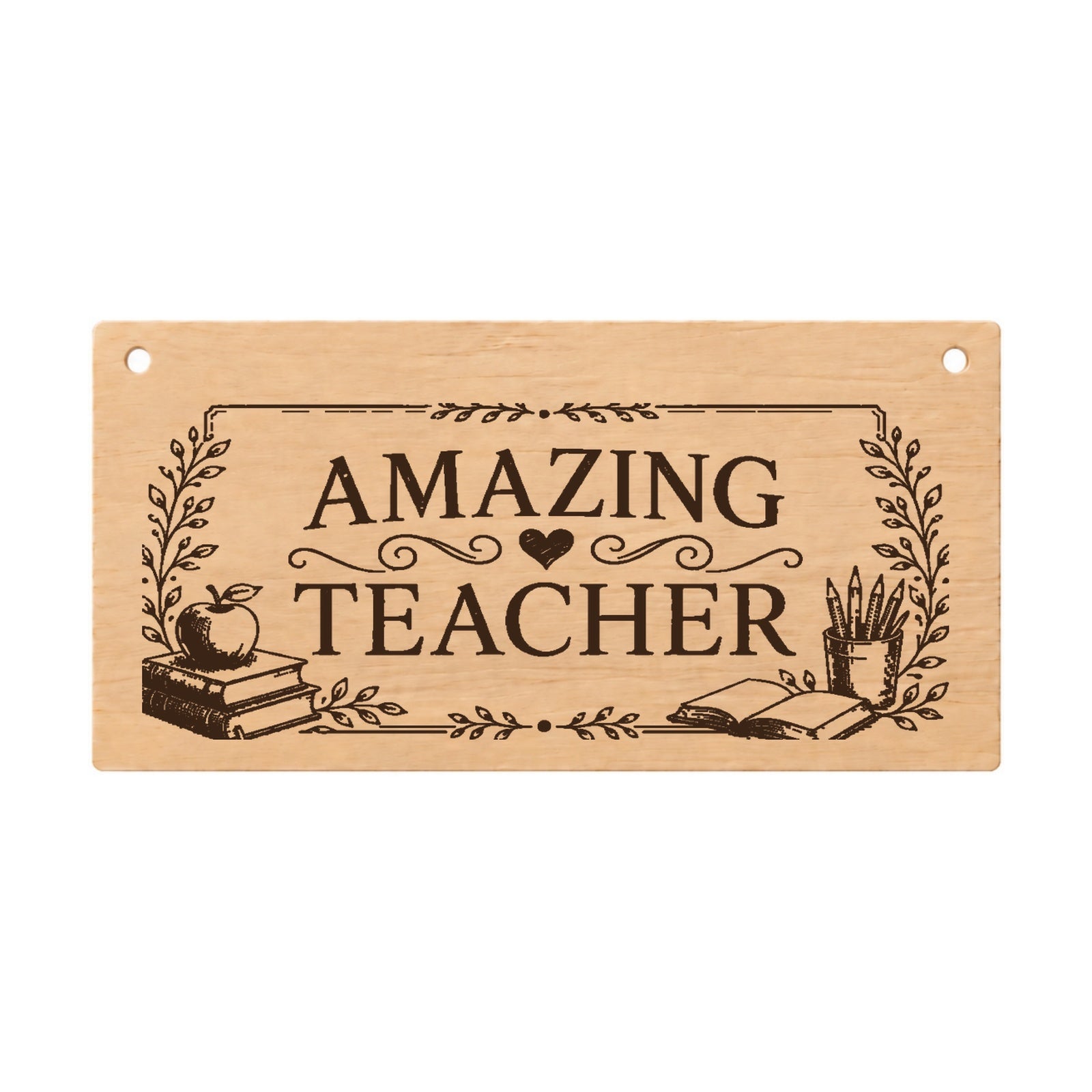 Amazing Teacher laser engraved wooden thank you plaque on a white background