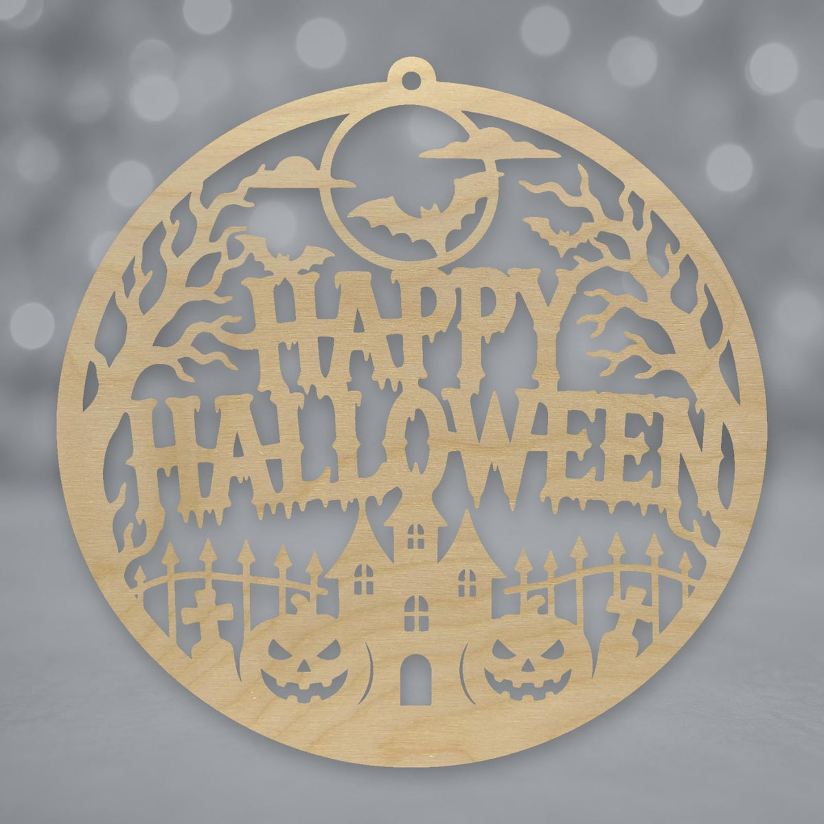 614, Happy Halloween Graveyard, round plaque