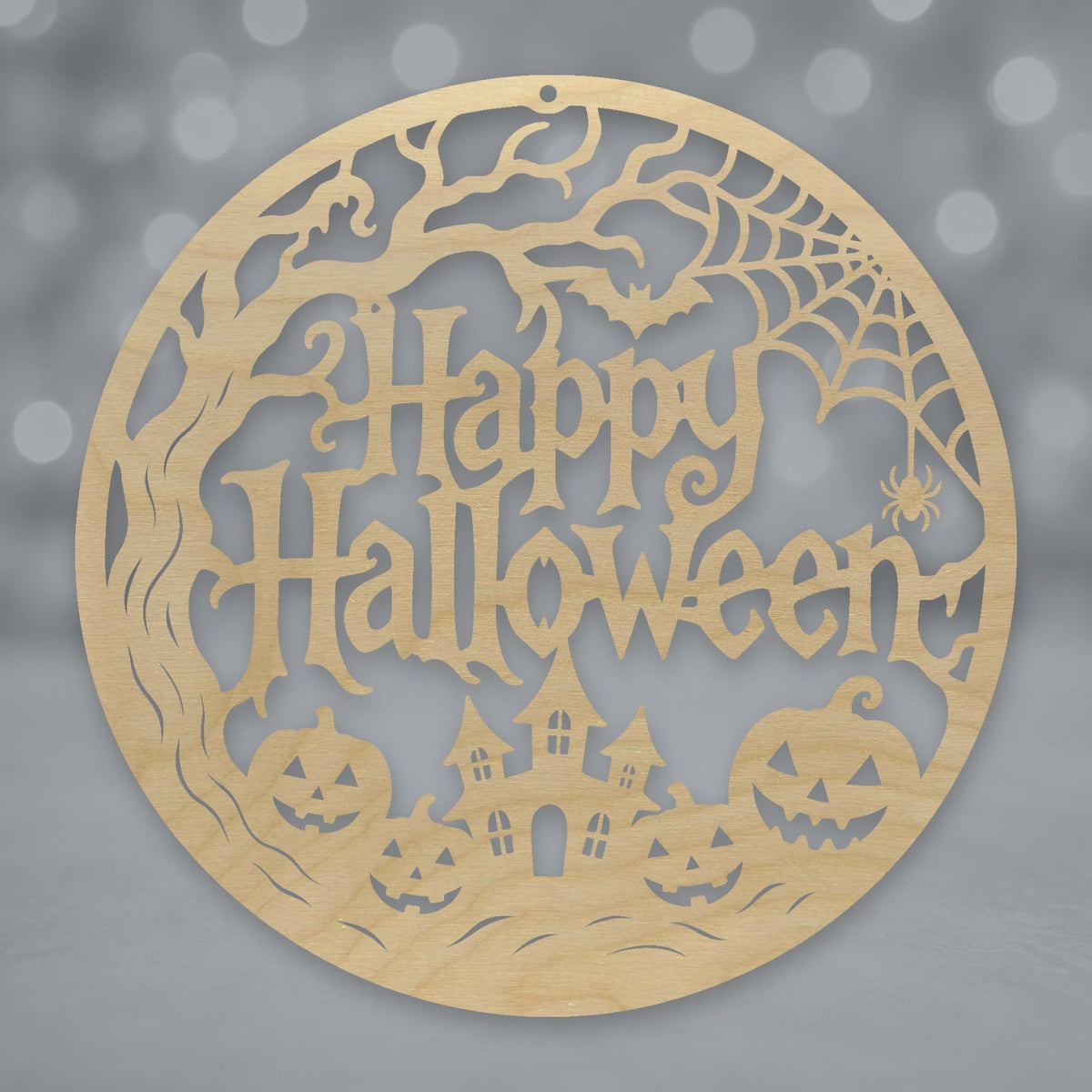 616, Happy Halloween Pumpkin Scene, round plaque