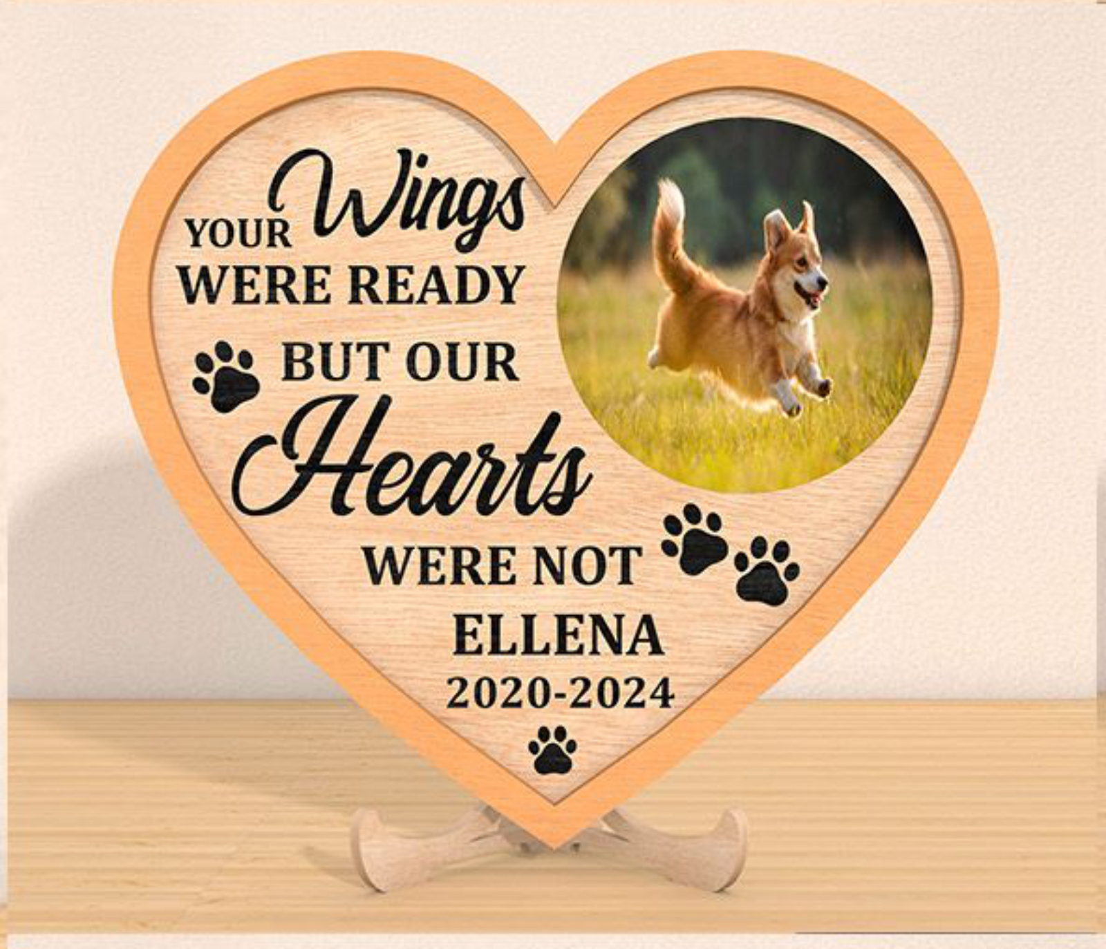 Dog memorial heart plaque design option six