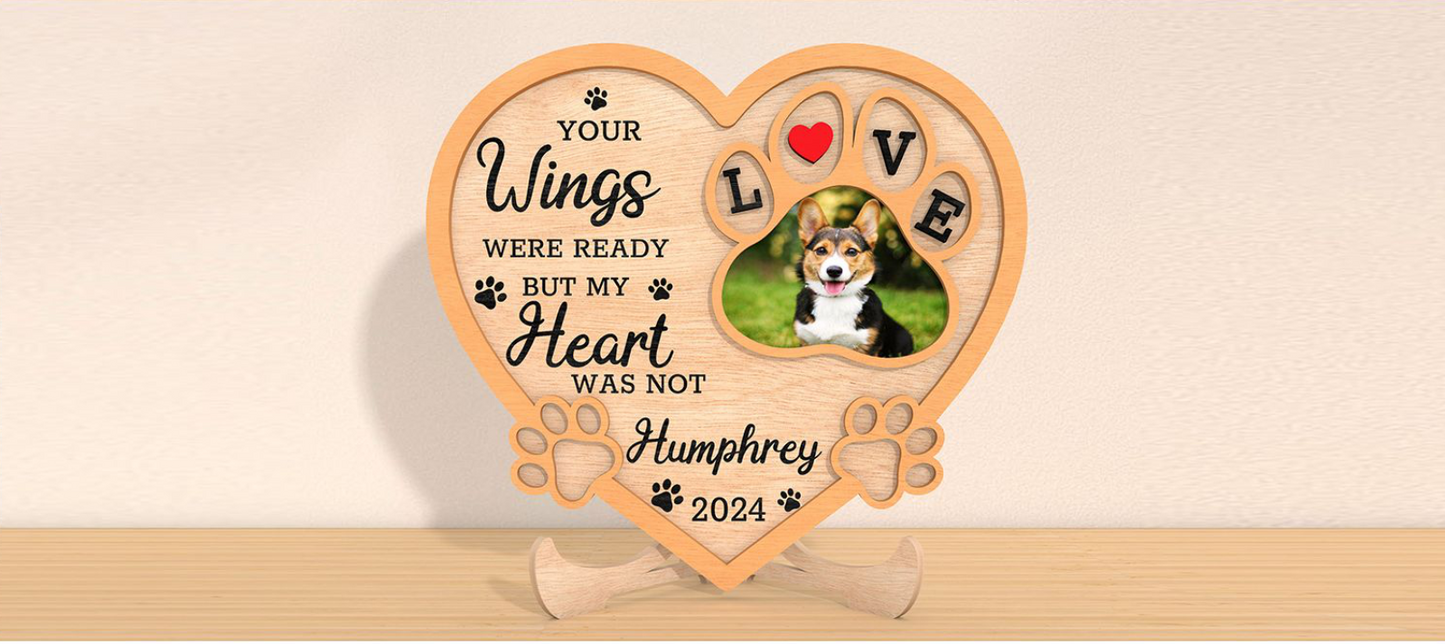 Dog memorial heart plaque design option six