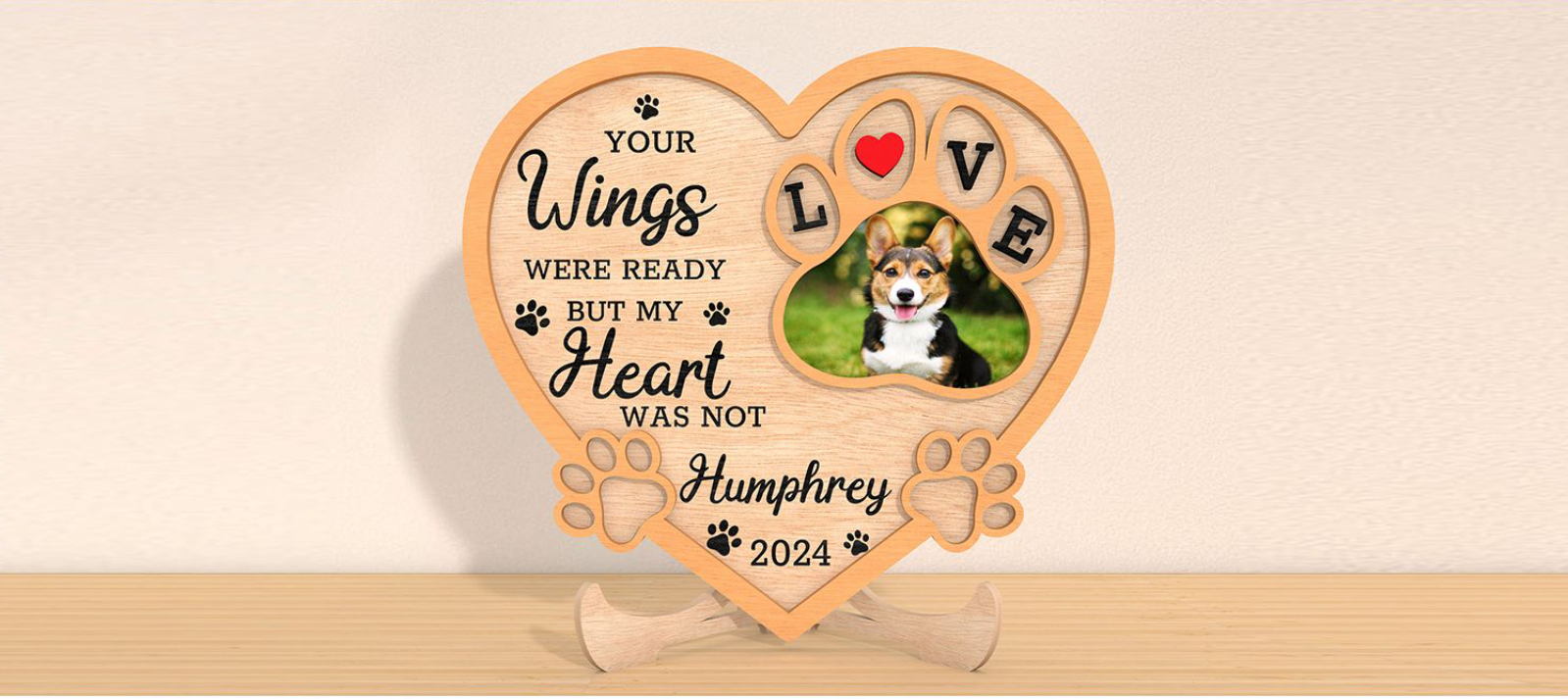 Dog memorial heart plaque design option six