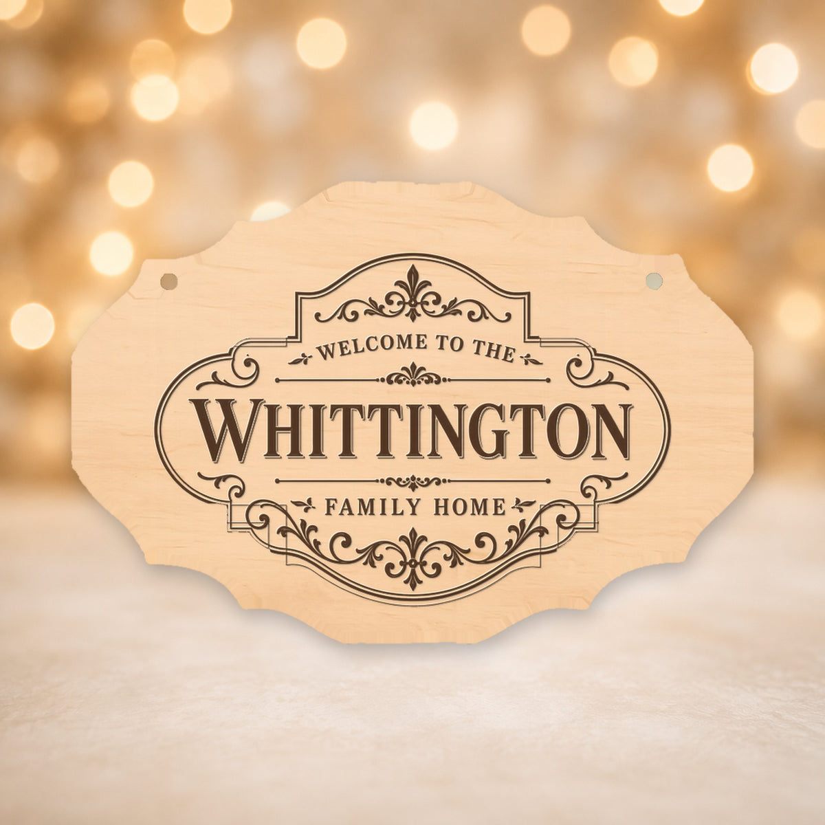 Personalised Family Name Laser Engraved Oval Plaque 16x12cm - 10 Styles – 708 – Style 1