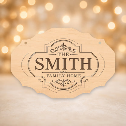 Personalised Family Name Laser Engraved Oval Plaque 16x12cm - 10 Styles – 709 – Style 2