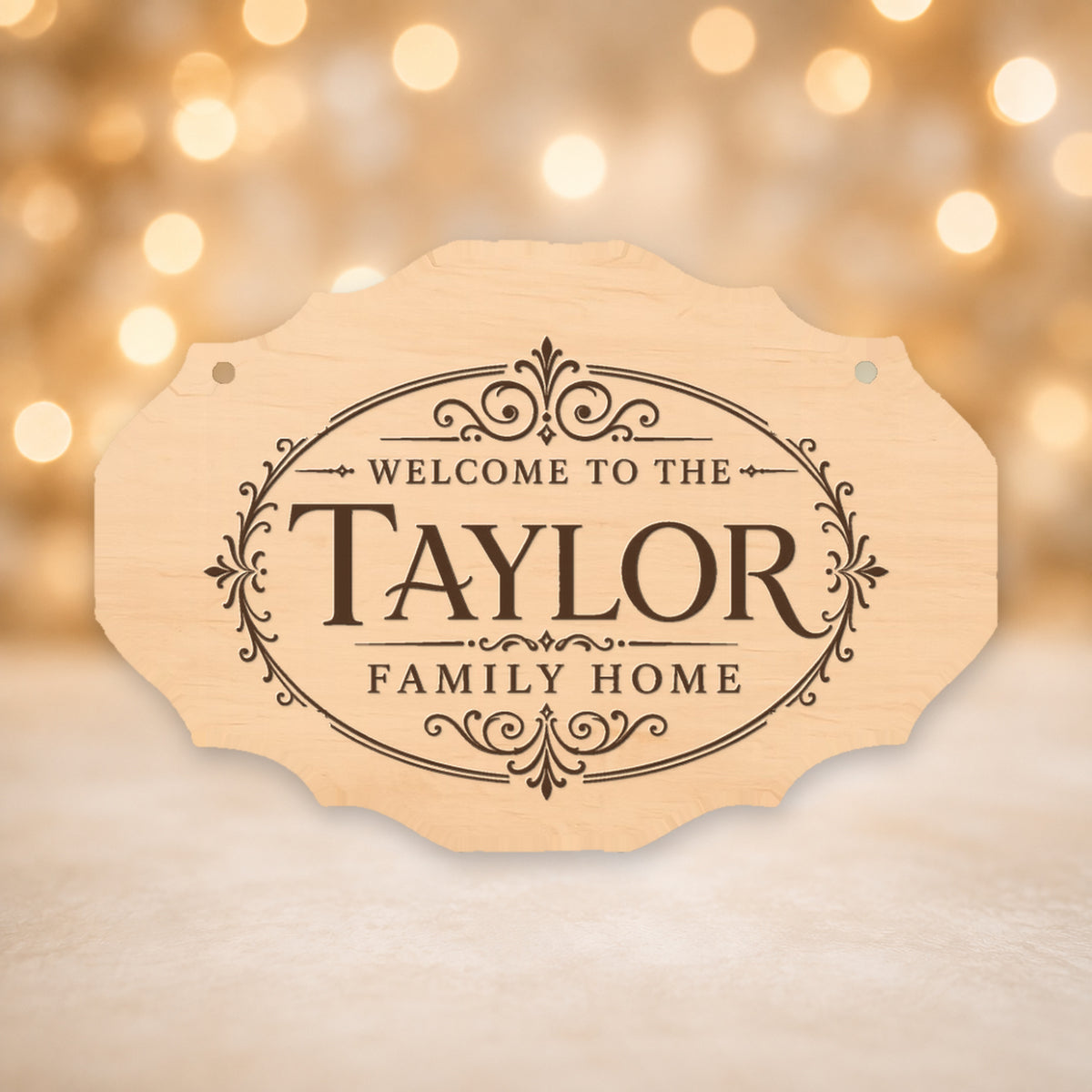 Personalised Family Name Laser Engraved Oval Plaque 16x12cm - 10 Styles – 711 – Style 4