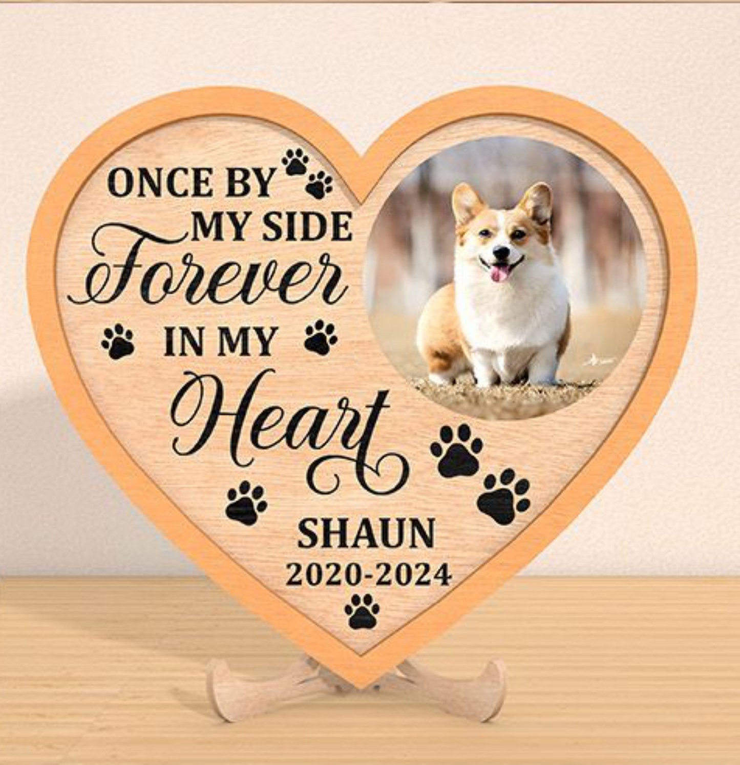 Dog memorial heart plaque design option seven