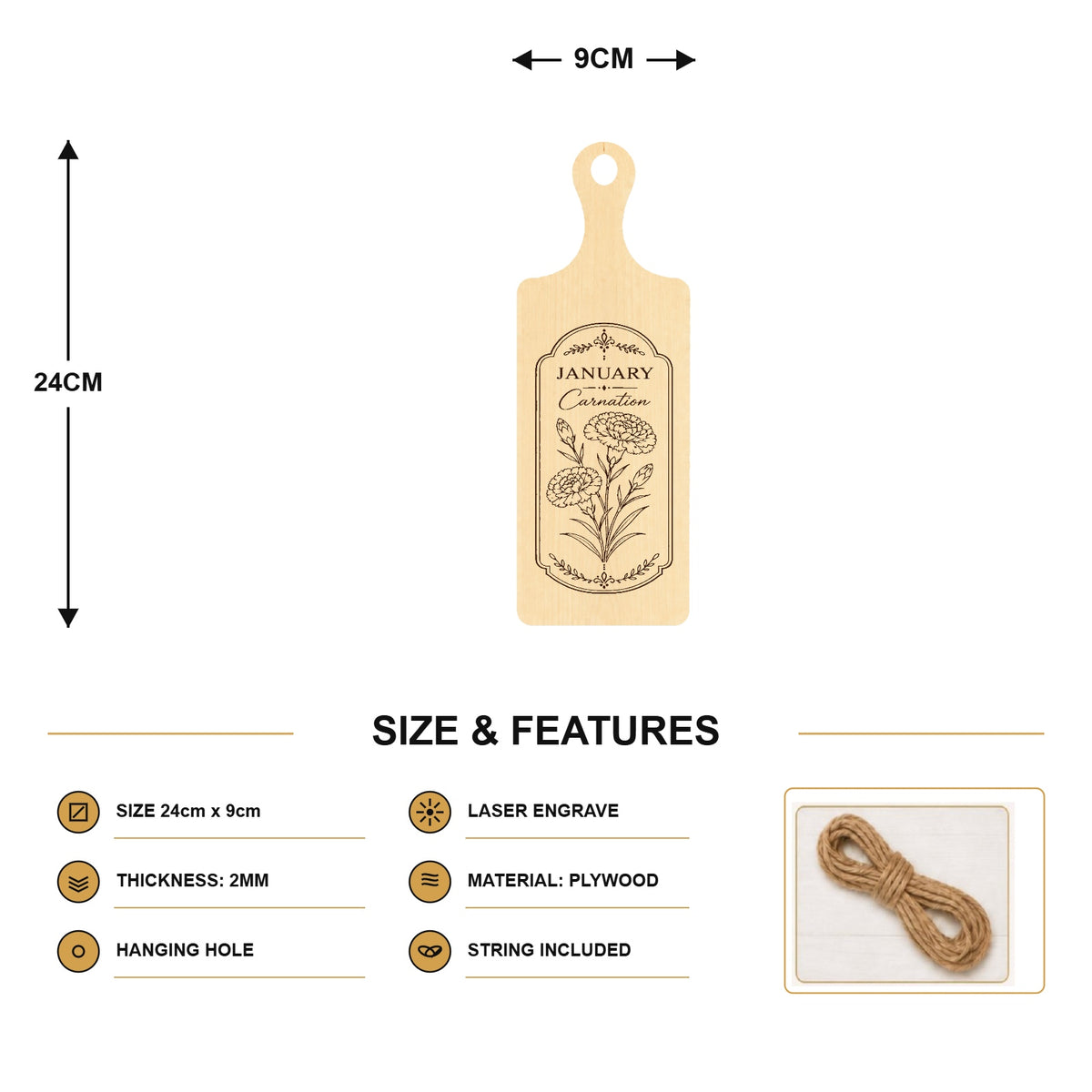 Birth Flower Paddle - SIZE