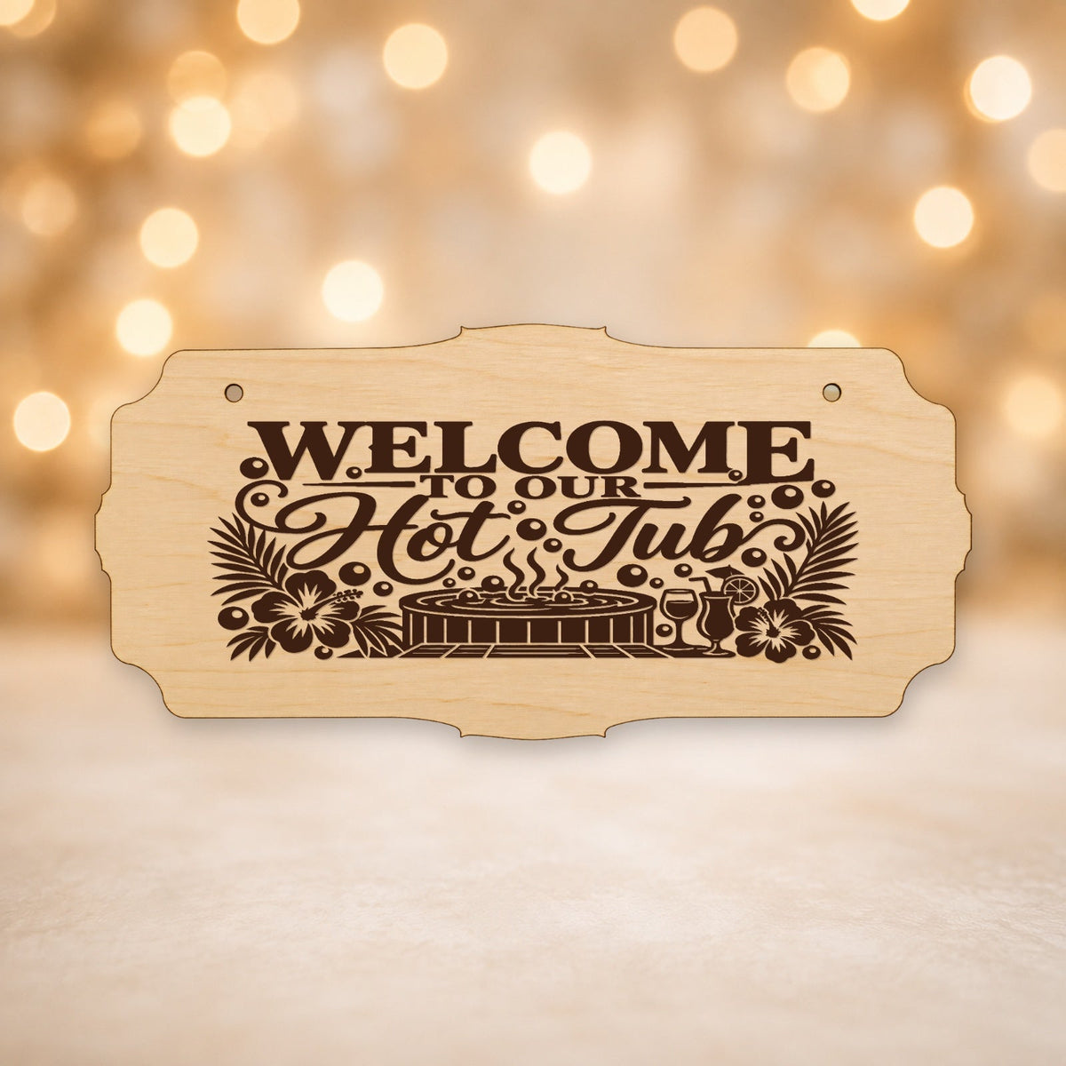 853, Welcome to Our Hot Tub - Mountain & Floral