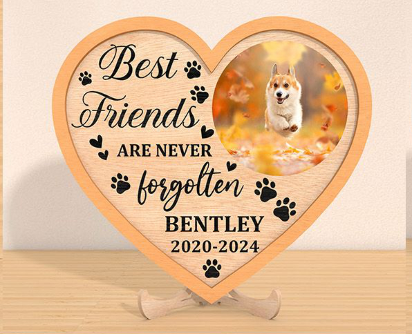 Dog memorial heart plaque design option eight