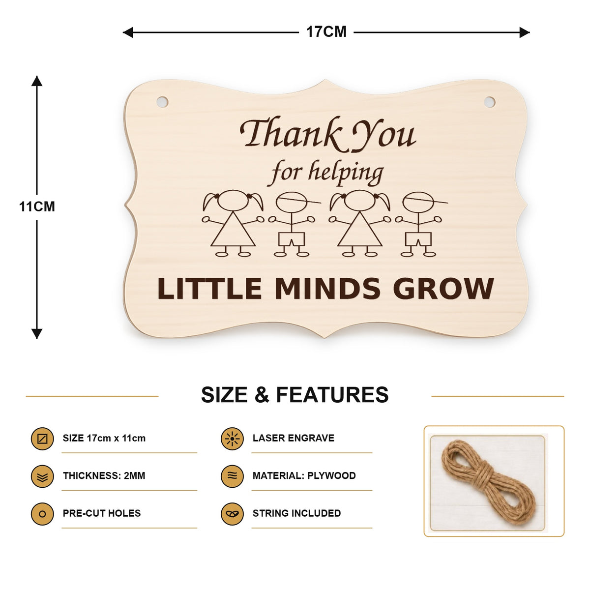 951, Thank You for Helping Little Minds Grow, curved plaque - SIZE