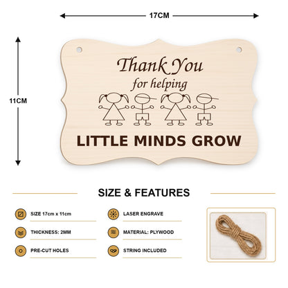 951, Thank You for Helping Little Minds Grow, curved plaque - SIZE
