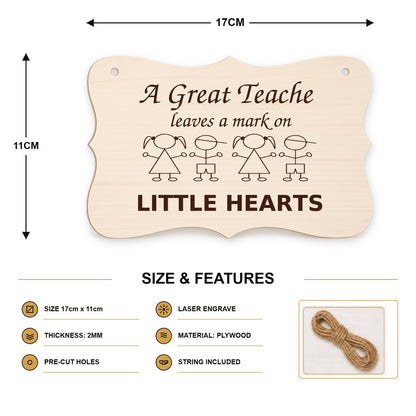 953, A Great Teacher Leaves a Mark on Little Hearts, curved plaque - SIZE
