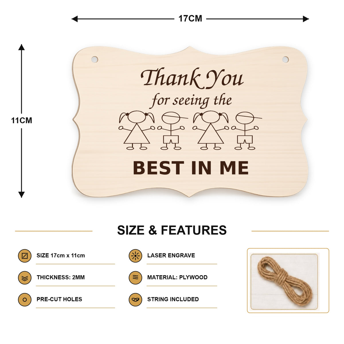 954, Thank You for Seeing the Best in Me, curved plaque - SIZE