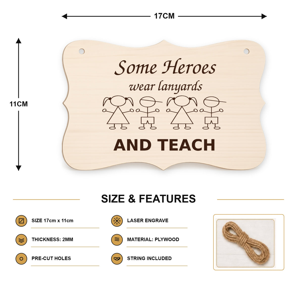 955, Some Heroes Wear Lanyards and Teach, curved plaque - SIZE
